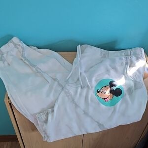 White Sweatpants with Mickey Mouse Graphic